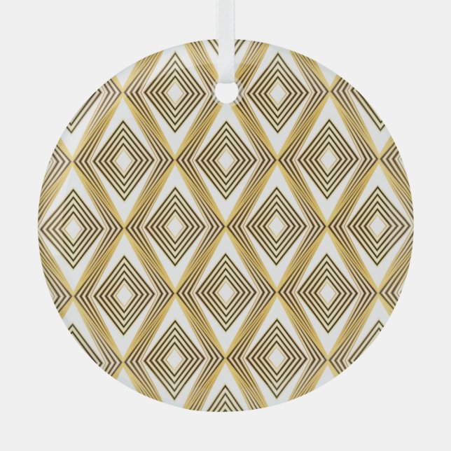 Abstract Geometric Background Art Deco Glass Ornament (Front)