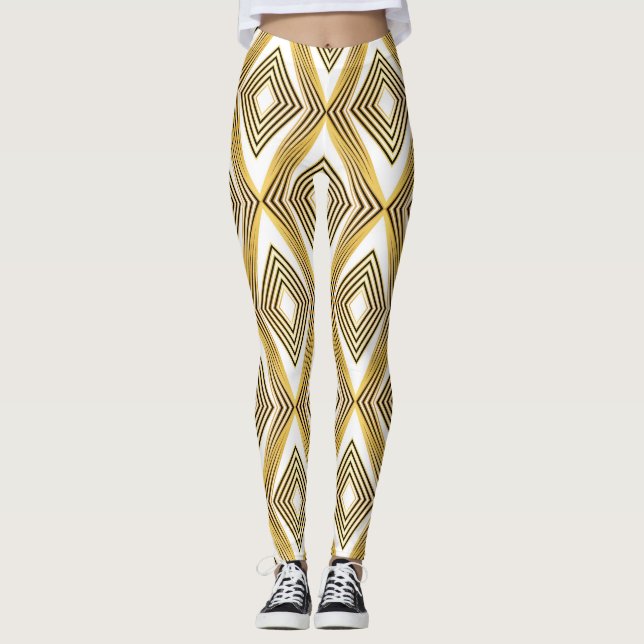 Abstract Geometric Background Art Deco Leggings (Front)