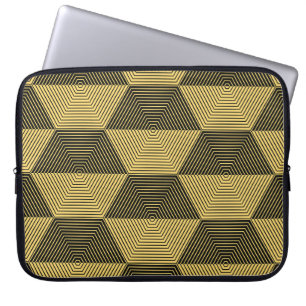 Abstract geometric background. Hexagonal mesh with Laptop Sleeve