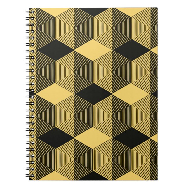Abstract geometric background. Hexagonal mesh with Notebook (Front)
