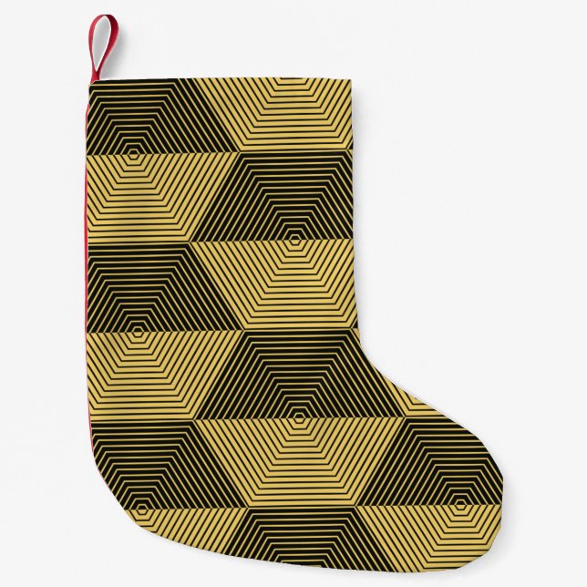 Abstract geometric background. Hexagonal mesh with Small Christmas Stocking (Front)