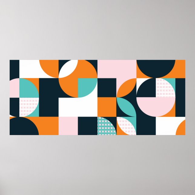 Abstract geometric background with squares,triangl poster (Front)