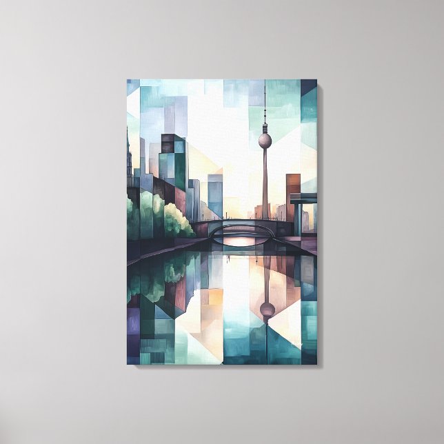 Abstract Geometric Berlin Skyline with TV Tower Canvas Print (Front)