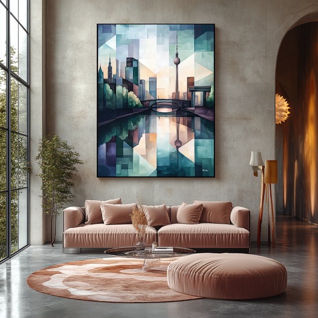 Abstract Geometric Berlin Skyline with TV Tower Canvas Print (Creator Uploaded)