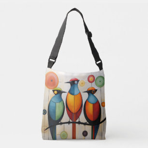 Abstract Geometric Birds Wonders Crossbody Bag