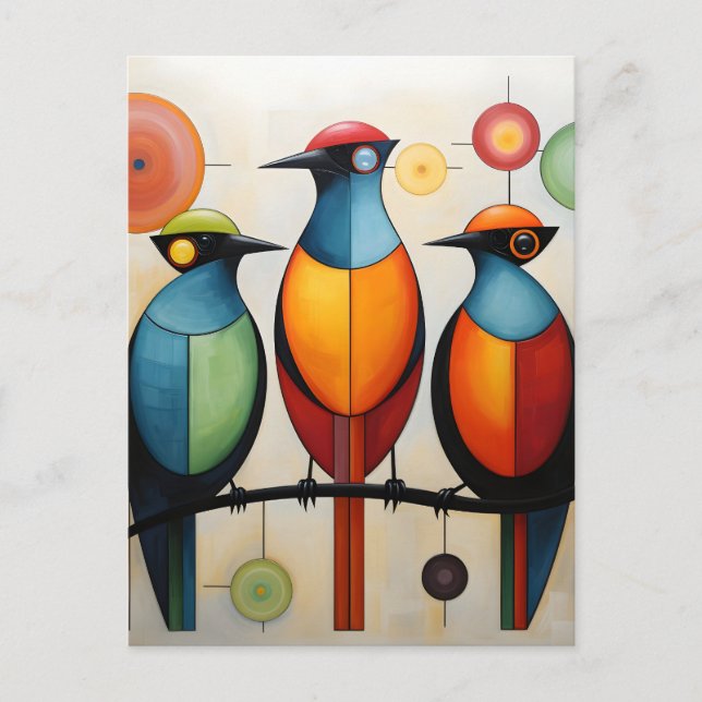 Abstract Geometric Birds Wonders Holiday Postcard (Front)