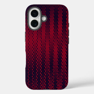 Abstract Geometric Black and Red Stripes, Trippy iPhone 16 Case