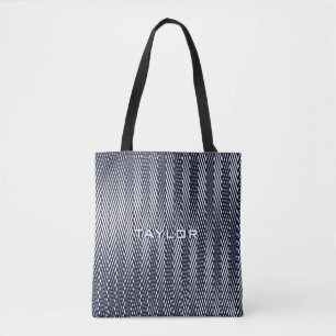Abstract Geometric Black and White Stripes, Trippy Tote Bag