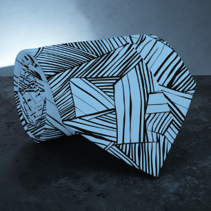 Abstract Geometric Black & Blue Custom Necktie