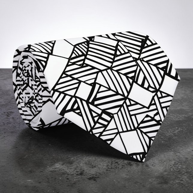 Abstract Geometric Black & White Custom Necktie (Creator Uploaded)