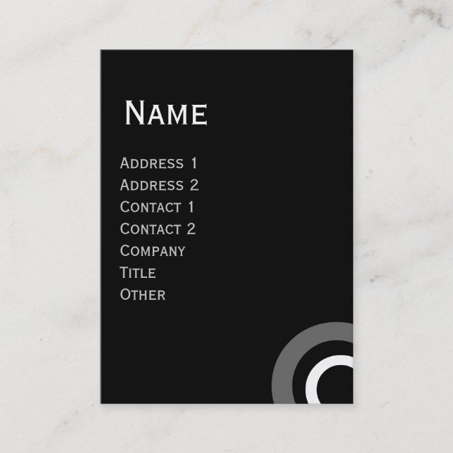 ABSTRACT GEOMETRIC BLACK WHITE GREY CIRCLES BUSINESS CARD (Front)