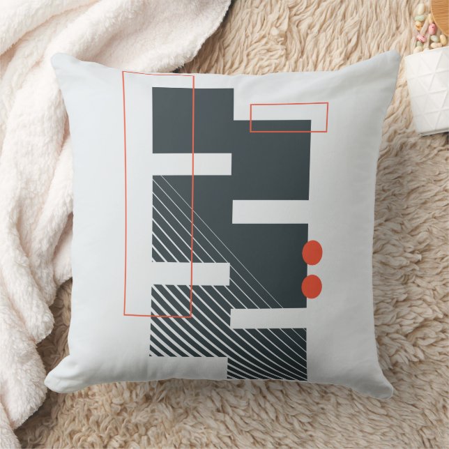 Abstract Geometric Block Pattern Throw Pillow (Blanket)