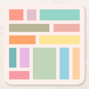 Abstract Geometric Blocks Square Paper Coaster