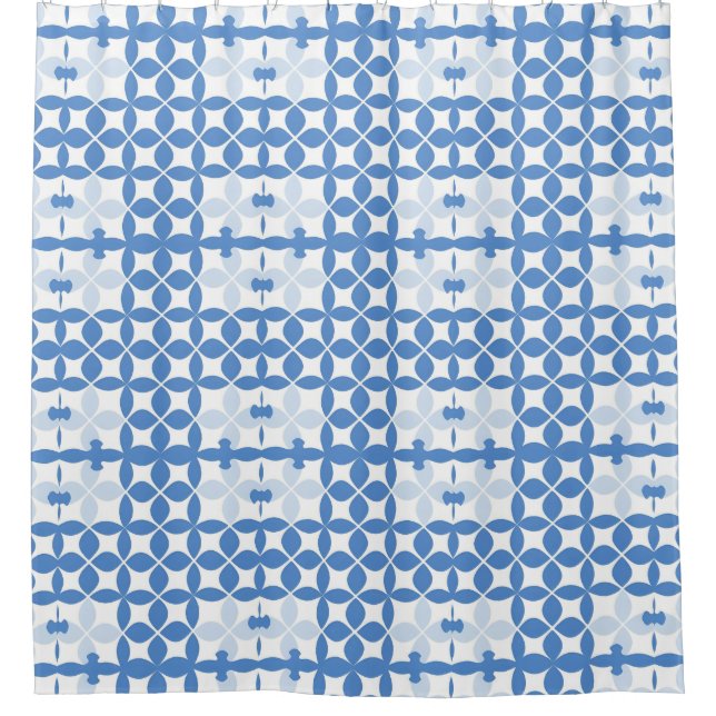Abstract Geometric Blue and White Pattern (Front)