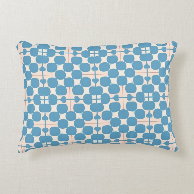 Abstract Geometric Blue and White Pattern Accent Pillow (Front)