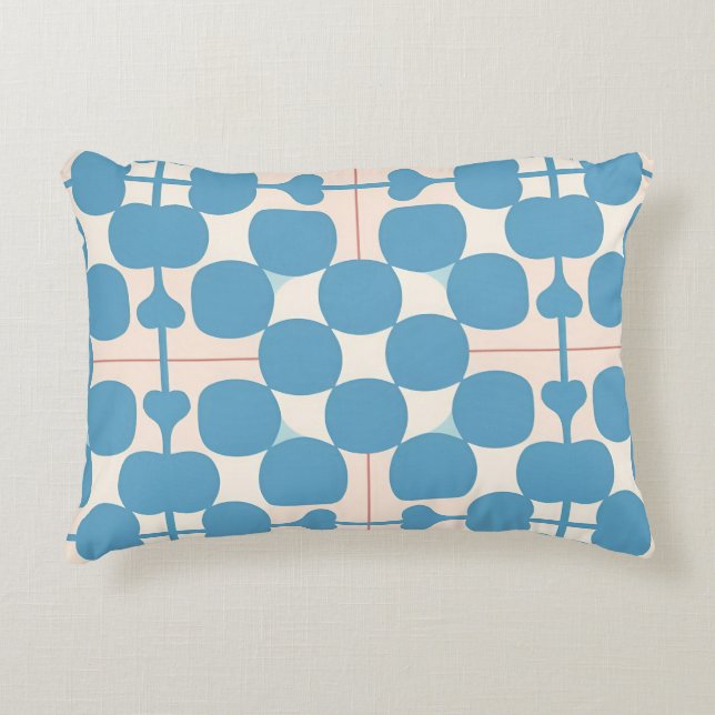 Abstract Geometric Blue and White Pattern Accent Pillow (Front)