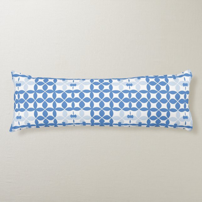 Abstract Geometric Blue and White Pattern Body Pillow (Front)