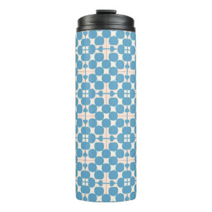 Abstract Geometric Blue and White Pattern Thermal Tumbler
