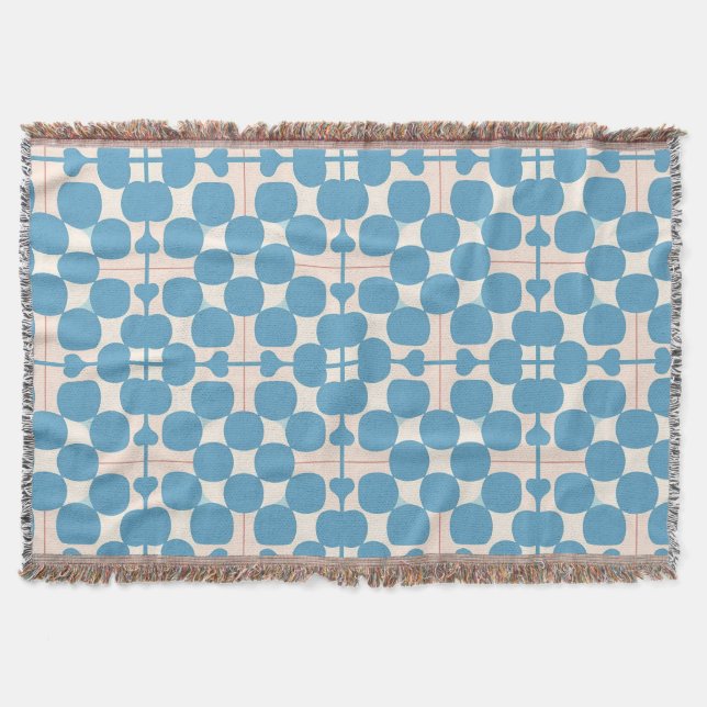 Abstract Geometric Blue and White Pattern Throw Blanket (Front)