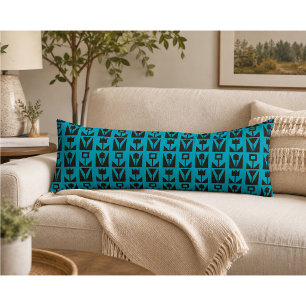 Abstract Geometric Blue Floral  Body Pillow