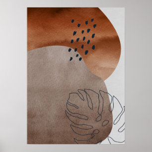 Abstract Geometric Botanical Leaf Wall Art Poster