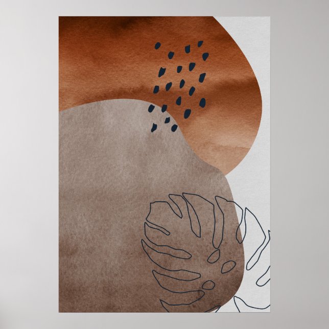 Abstract Geometric Botanical Leaf Wall Art Poster (Front)