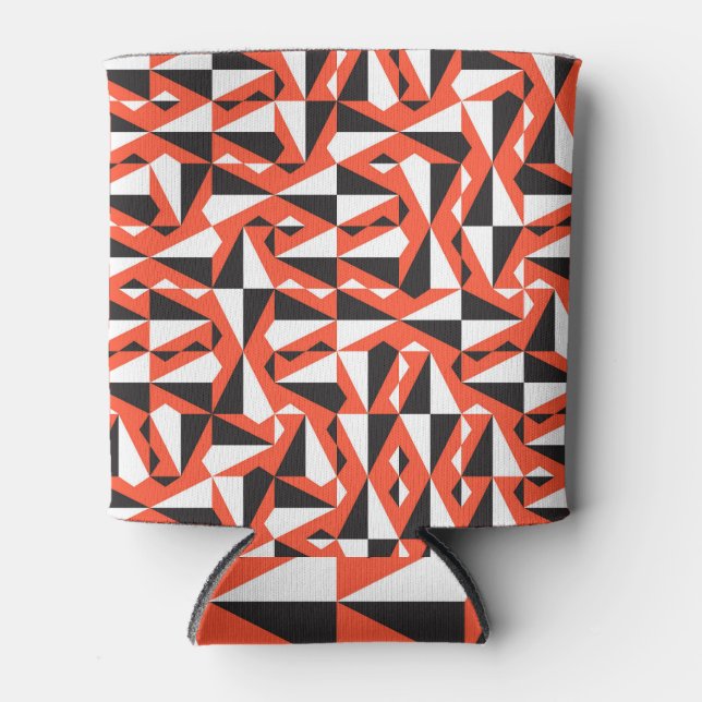 Abstract Geometric Brush: Vintage Pattern Can Cooler (Front)