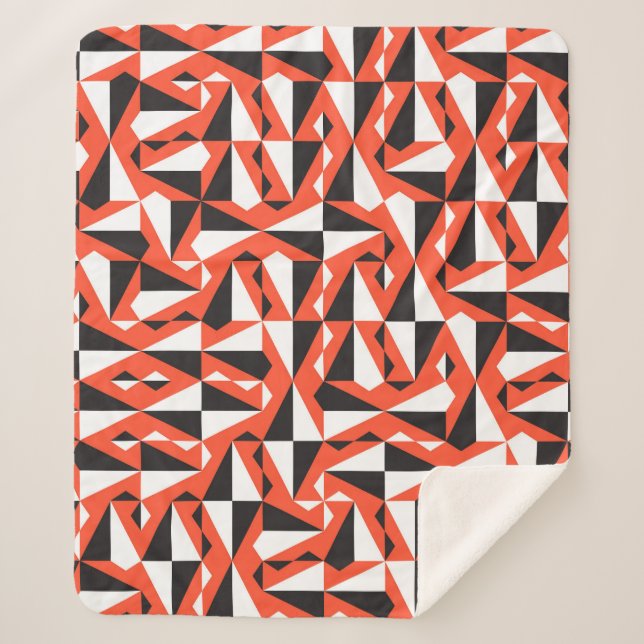 Abstract Geometric Brush: Vintage Pattern Sherpa Blanket (Front)