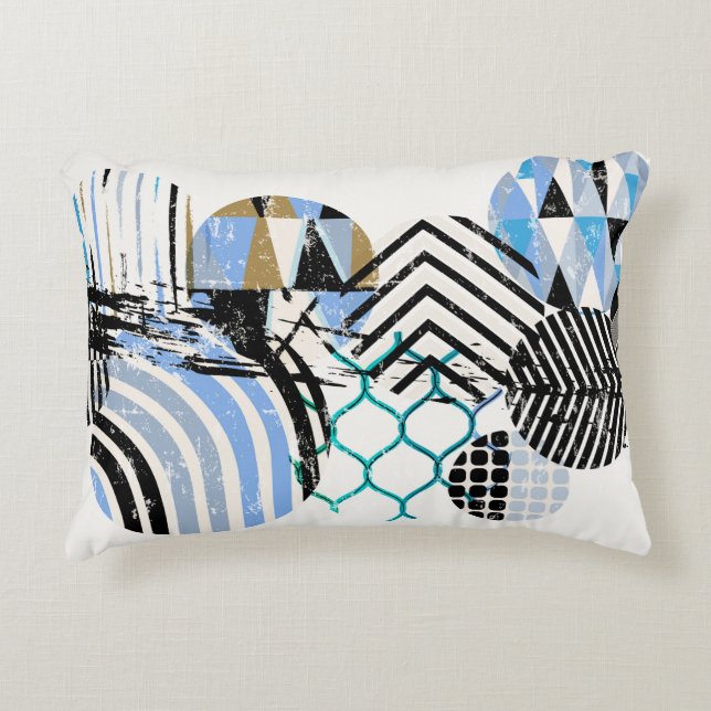 abstract geometric circle background, with grunge  accent pillow (Front)