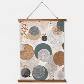 Abstract Geometric Circle Pattern Neutral Boho 384 Hanging Tapestry