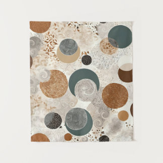 Abstract Geometric Circle Pattern Neutral Boho 384 Tapestry