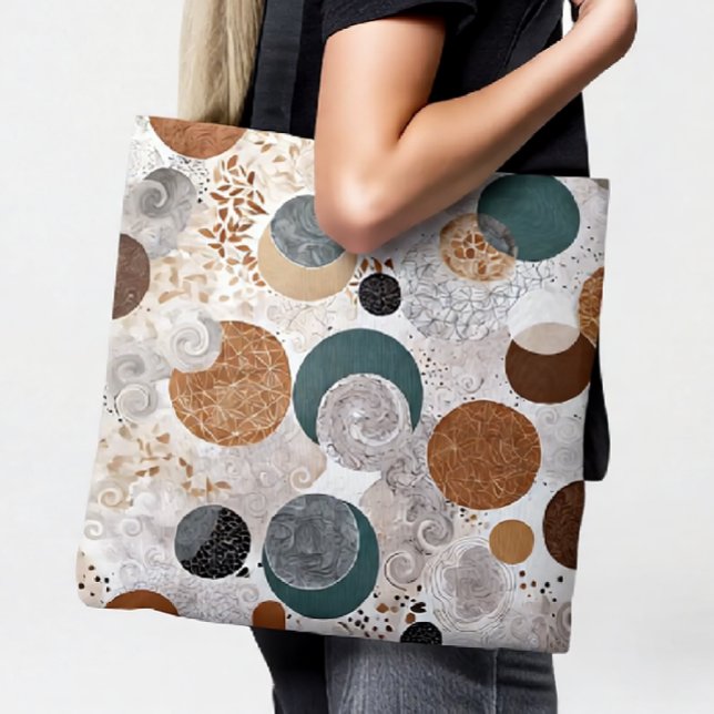 Abstract Geometric Circle Pattern Neutral Boho 384 Tote Bag (Creator Uploaded)