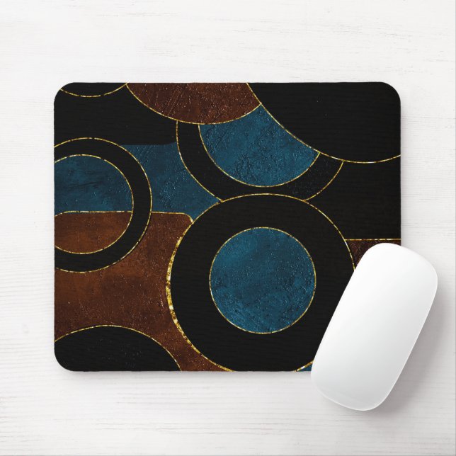 Abstract Geometric Circles Gold  Glitter Foil | Mouse Pad (With Mouse)