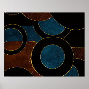 Abstract Geometric Circles Gold  Glitter Foil   Poster