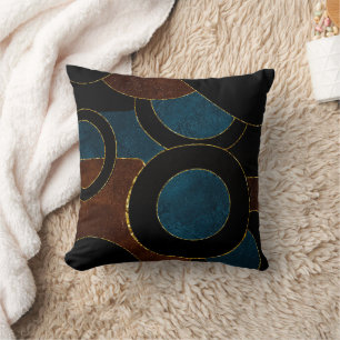 Abstract Geometric Circles Gold  Glitter Foil   Throw Pillow