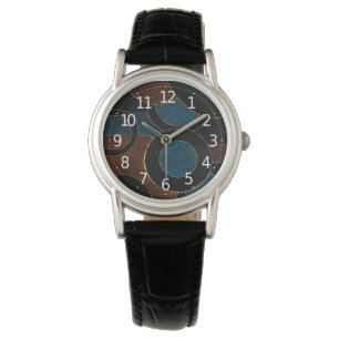 Abstract Geometric Circles Gold Glitter Foil Watch