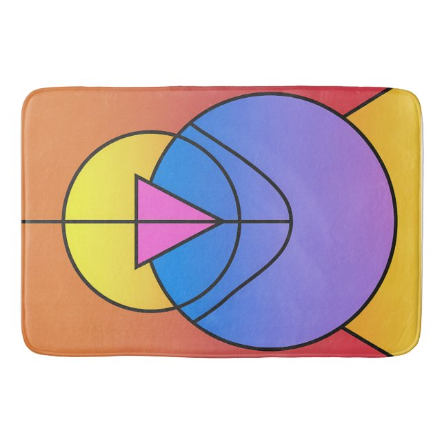 Abstract Geometric Circles Line Colorful  Bath Mat (Front)