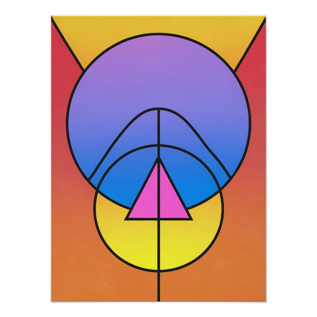 Abstract Geometric Circles Line Colorful Poster (Front)