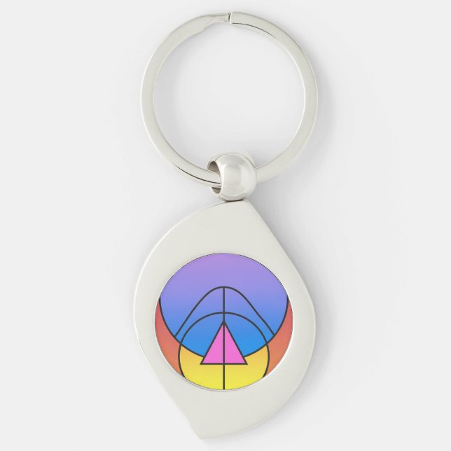 Abstract Geometric Circles Line Colorful Poster Keychain (Front)