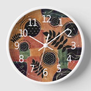 Abstract Geometric Circles Shapes and Leaves   Clock