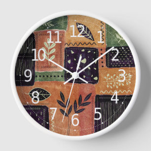 Abstract Geometric Circles Shapes and Leaves   Clock