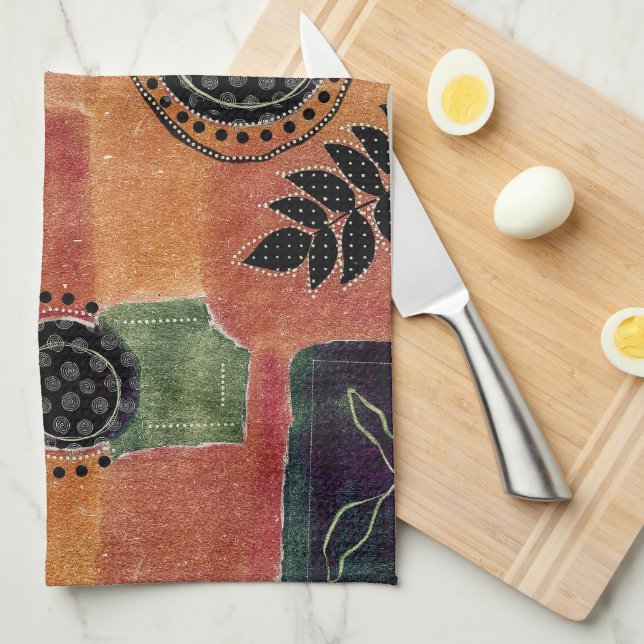 Abstract Geometric Circles Shapes and Leaves | Kitchen Towel (Quarter Fold)