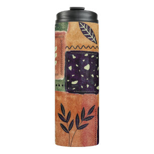 Abstract Geometric Circles Shapes and Leaves   Thermal Tumbler