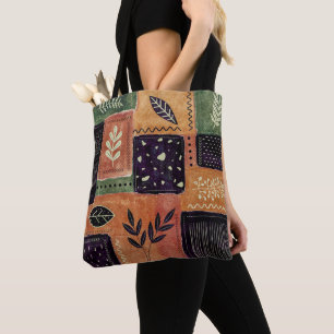 Abstract Geometric Circles Shapes and Leaves   Tote Bag