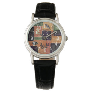 Abstract Geometric Circles Shapes and Leaves Watch
