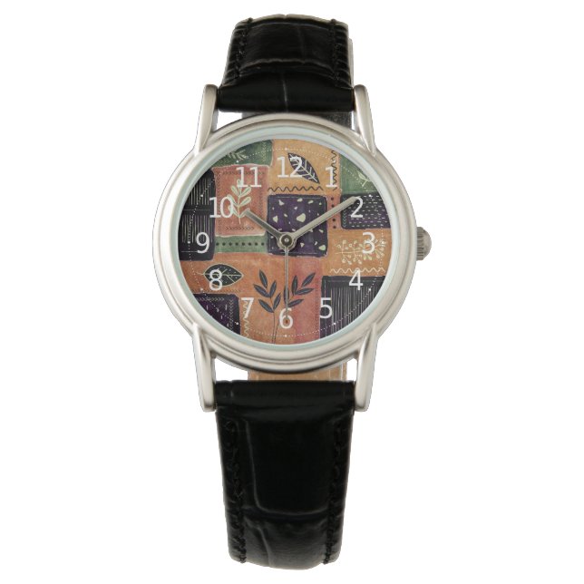 Abstract Geometric Circles Shapes and Leaves | Watch (Front)