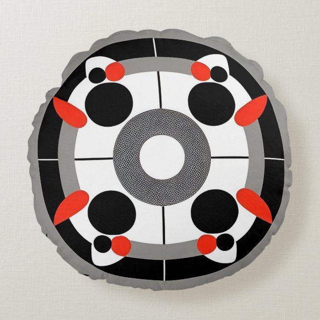 Abstract Geometric Circular Pattern Round Pillow (Front)