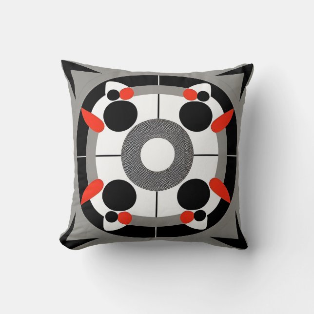 Abstract Geometric Circular Pattern Throw Pillow (Front)