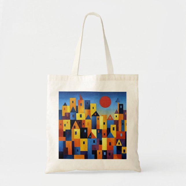 Abstract Geometric Cityscape Colorful Modern Art  Tote Bag (Front)