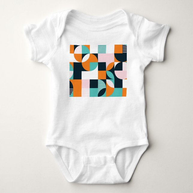 Abstract Geometric: Colourful 3D Effect. Baby Bodysuit (Front)
